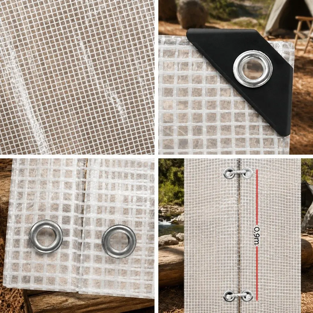 Heavy Duty Poly Tarp Waterproof 9x12m Clear Outdoor Camping Cover