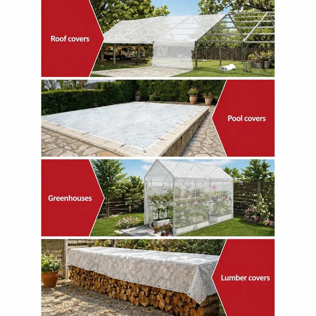 Poly Tarp Heavy Duty Waterproof 2x3m Clear UV Resistant Outdoor Camping Cover