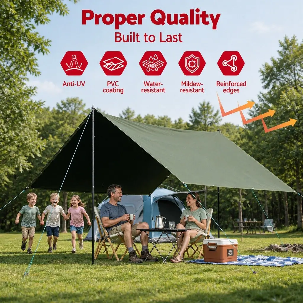 Heavy Duty Tarp Waterproof UV Resistant 4x6m Green Canvas