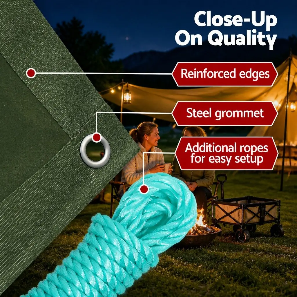 Heavy Duty Tarp Waterproof UV Resistant 4x6m Green Canvas