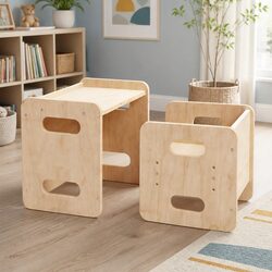Kids Table and Chair Set Adjustable Activity Desk Toddler Dining Wood Furniture