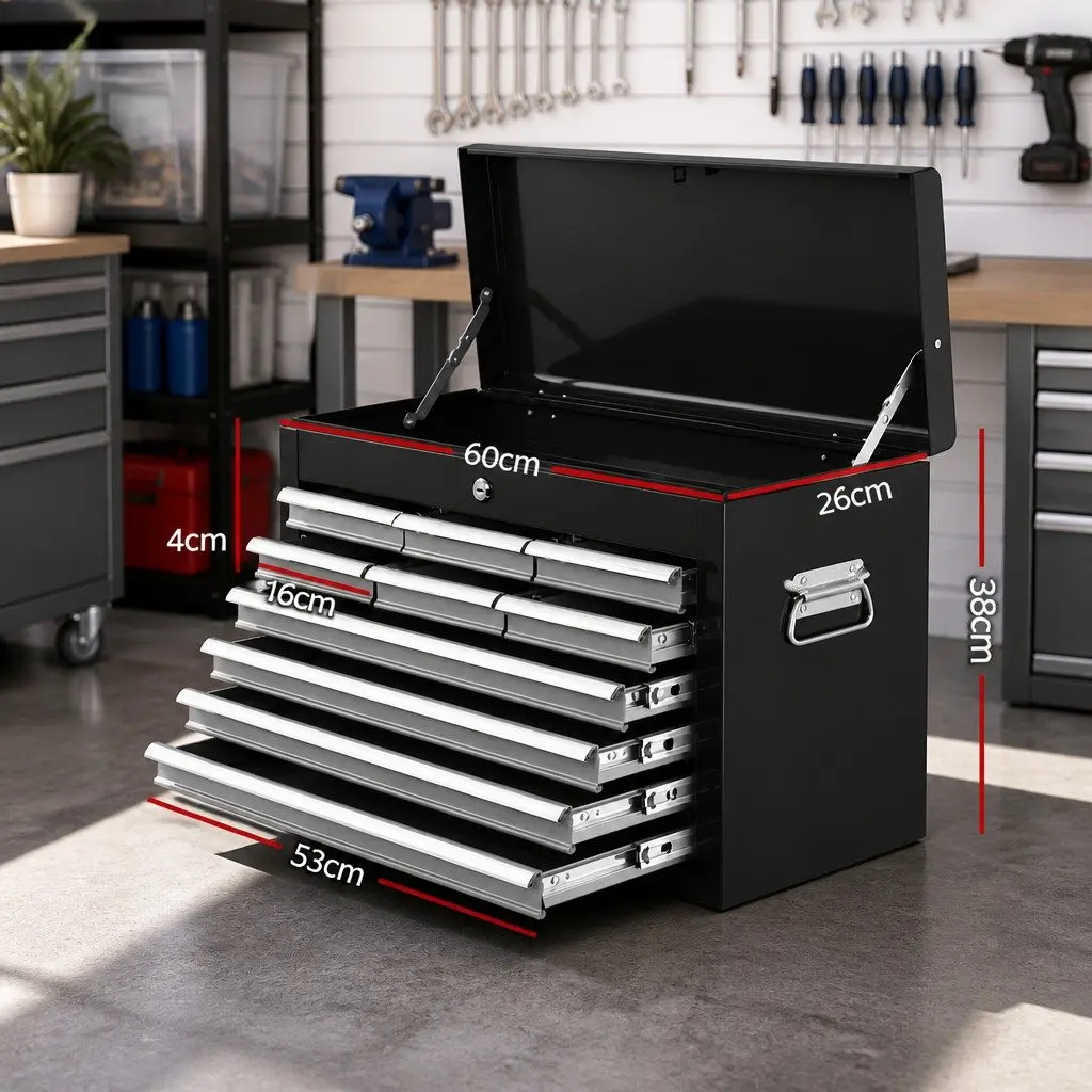 Tool Cabinet 10 Drawer Storage Organizer Steel Black Grey