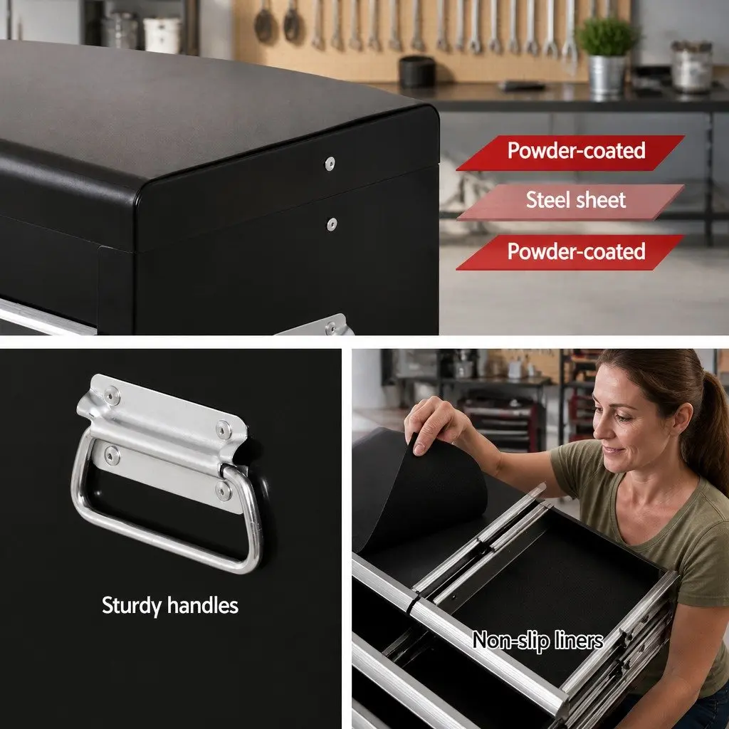 Tool Cabinet 10 Drawer Storage Organizer Steel Black Grey