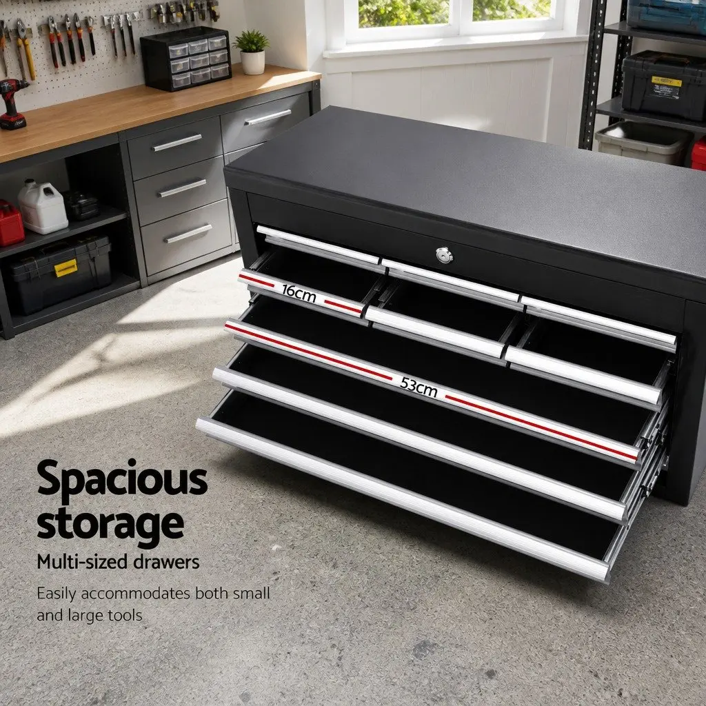 Tool Cabinet 10 Drawer Storage Organizer Steel Black Grey