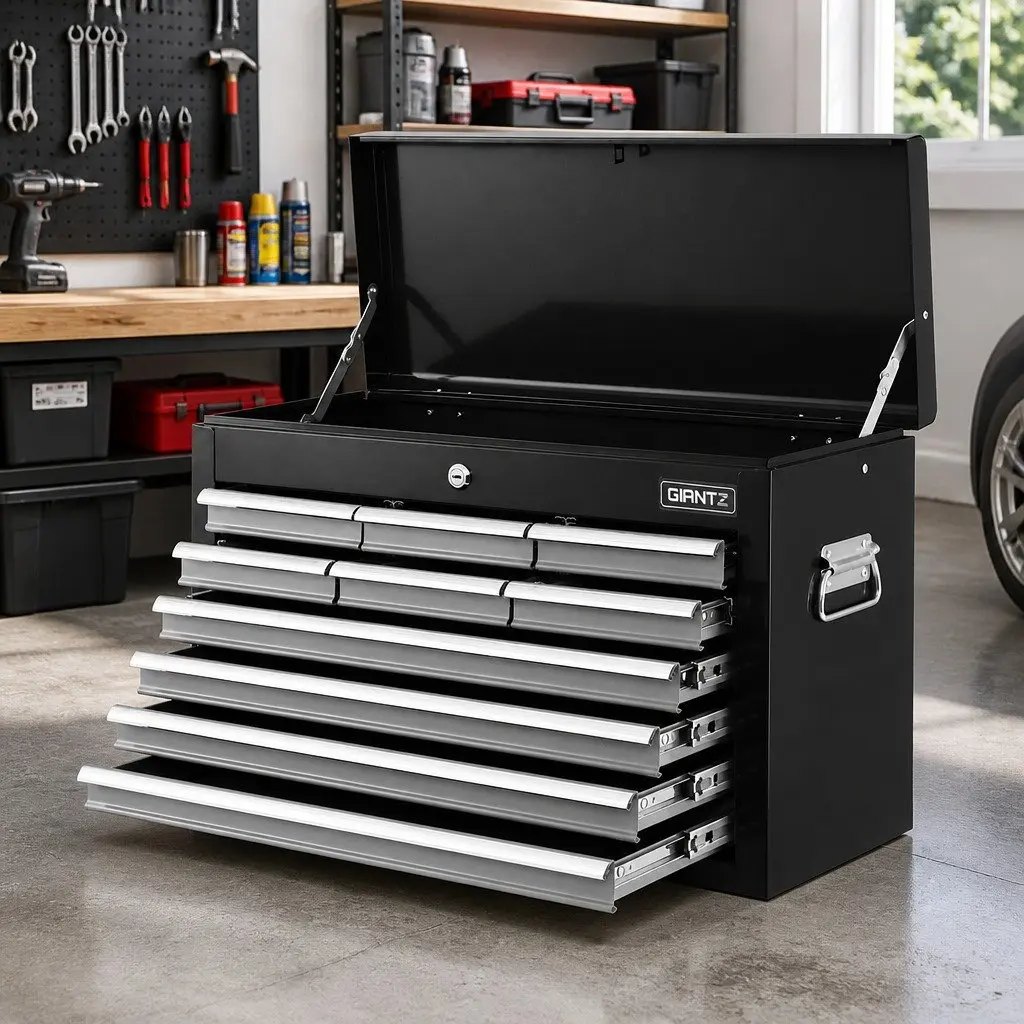 Tool Cabinet 10 Drawer Storage Organizer Steel Black Grey
