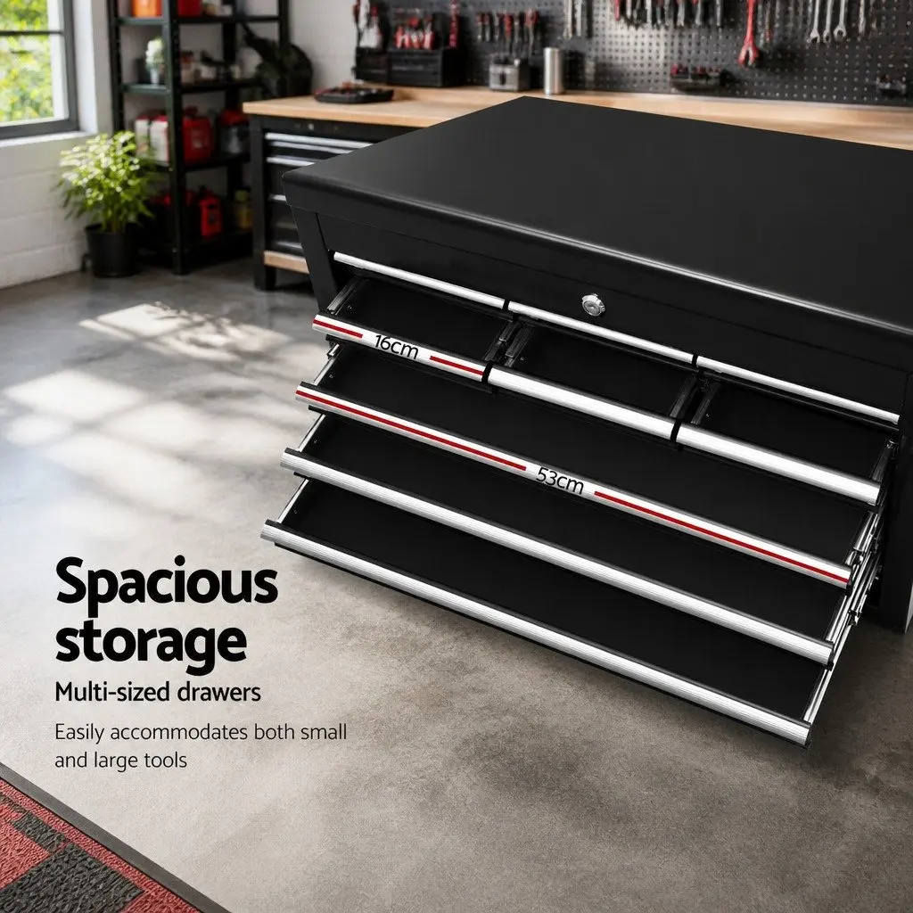 Tool Cabinet 10 Drawer Storage Organiser Black Steel