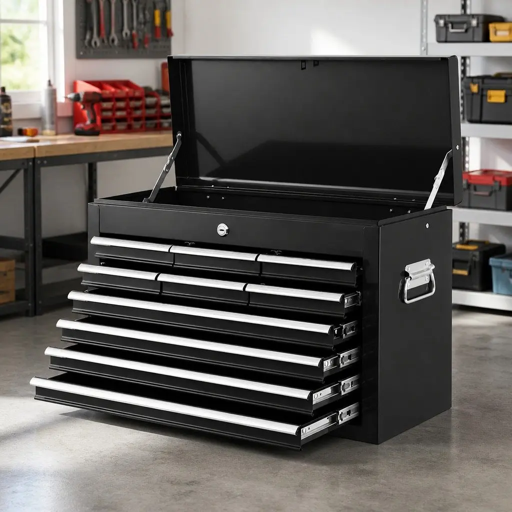 Tool Cabinet 10 Drawer Storage Organiser Black Steel