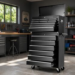 15 Drawer Tool Box Cabinet Chest Trolley Garage Storage Organizer Lockable