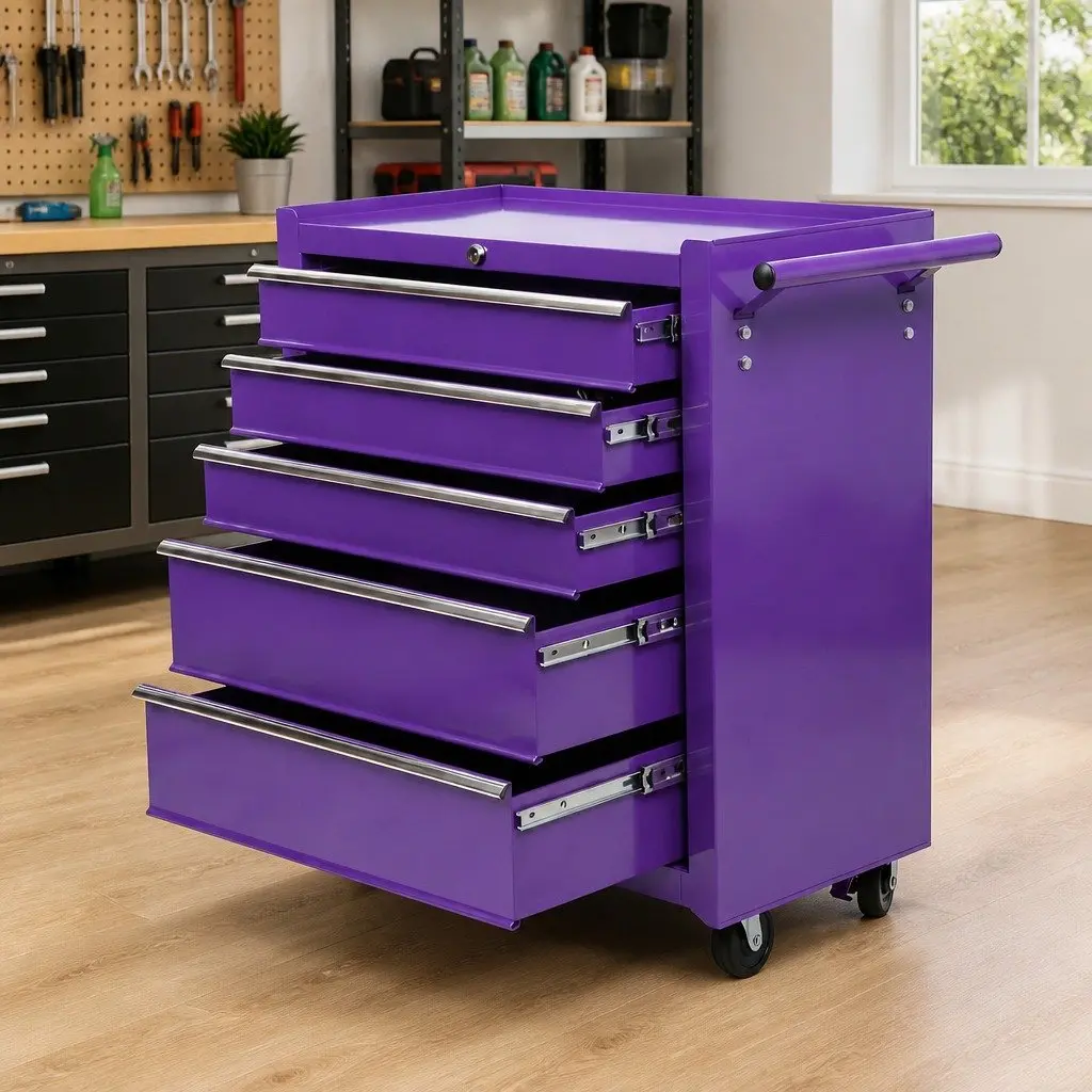 5 Drawer Tool Chest Trolley Cabinet Garage Storage Organiser Heavy Duty Mobile