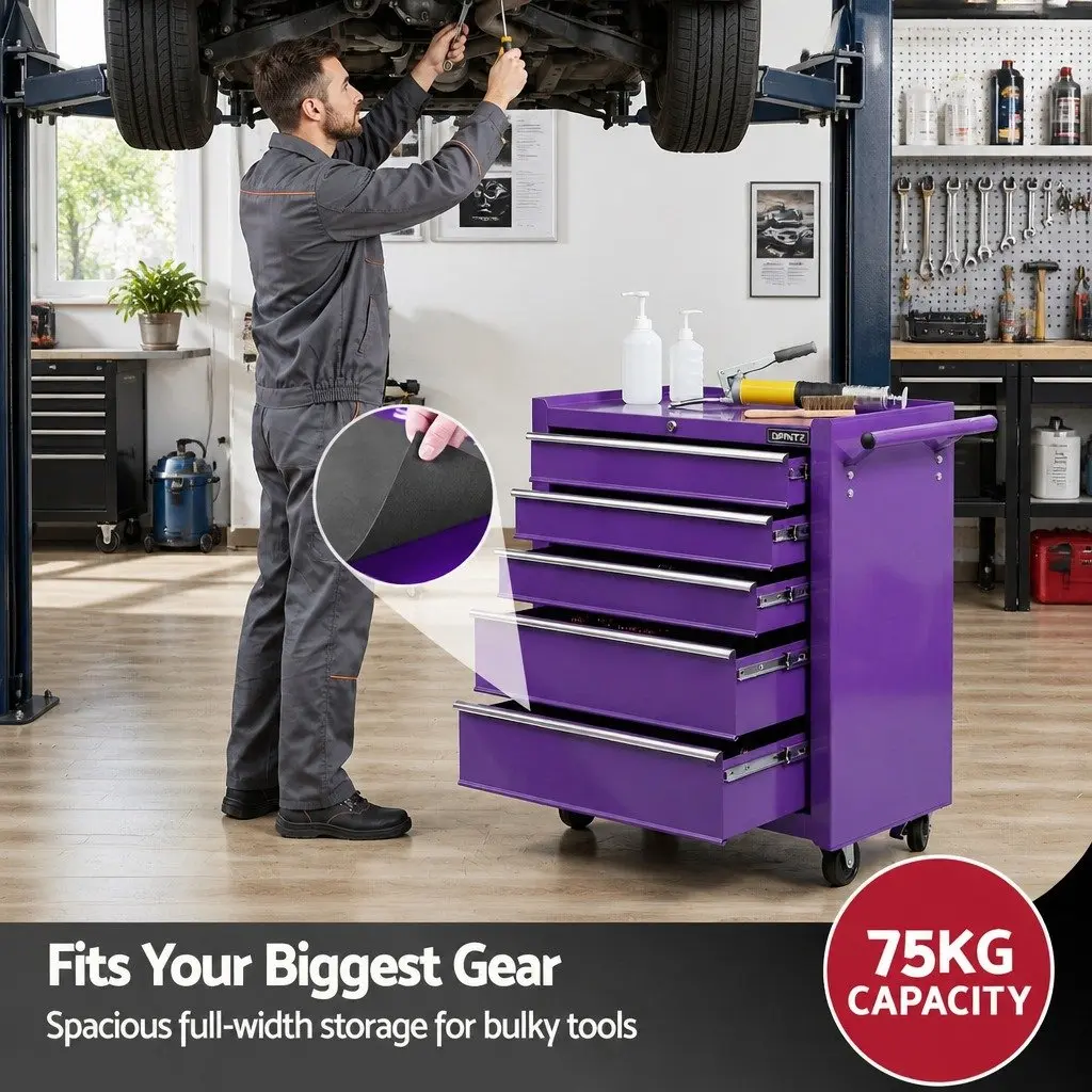 5 Drawer Tool Chest Trolley Cabinet Garage Storage Organiser Heavy Duty Mobile