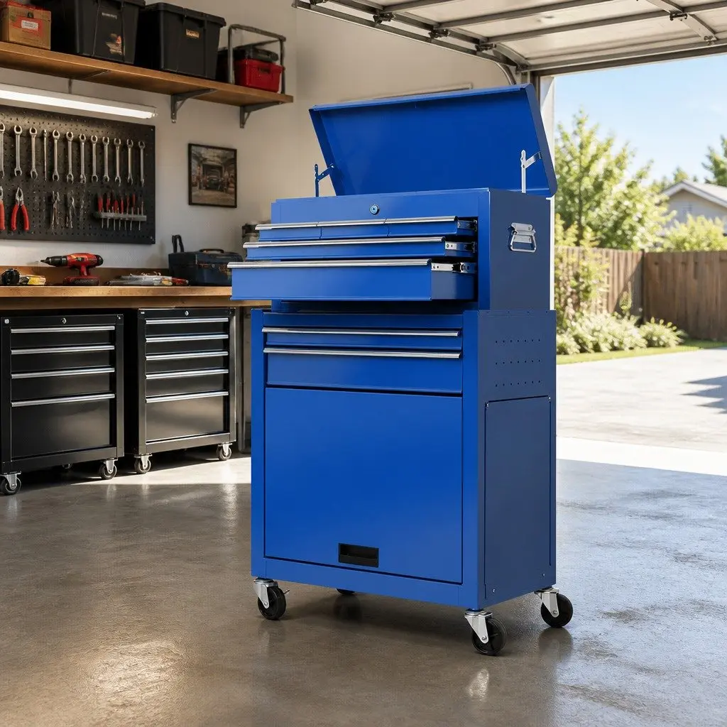 Tool Cabinet 7 Drawer Storage Trolley Blue Steel