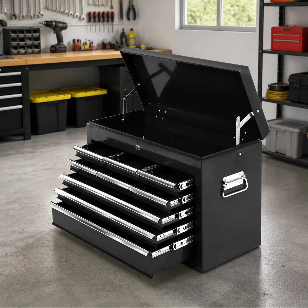 Tool Cabinet Steel Storage Chest 9 Drawer Lockable Black