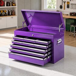 9-Drawer Tool Chest Purple Heavy Duty Steel Storage Cabinet Garage Organiser