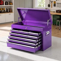 9-Drawer Tool Chest Purple Heavy Duty Steel Storage Cabinet Garage Organiser