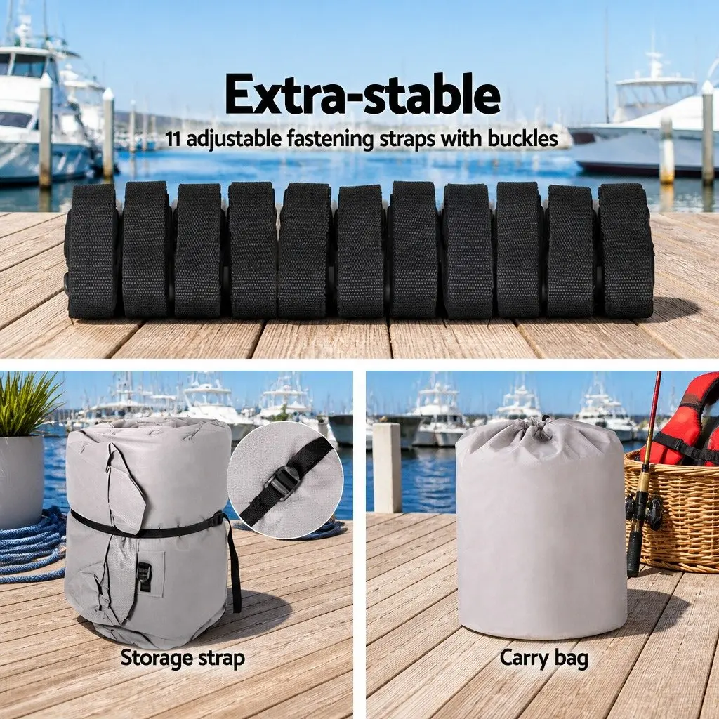 Boat Cover 16-18.5ft Marine Grade 600D Polyester UV Mildew Resistant Grey