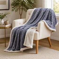 Double-Sided Fleece Throw Blanket 152x203cm Lightweight Cosy Sofa Bed Blanket