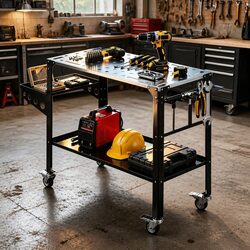 Welding Table Cart Mobile Workstation 130KG Capacity Tool Storage Lockable