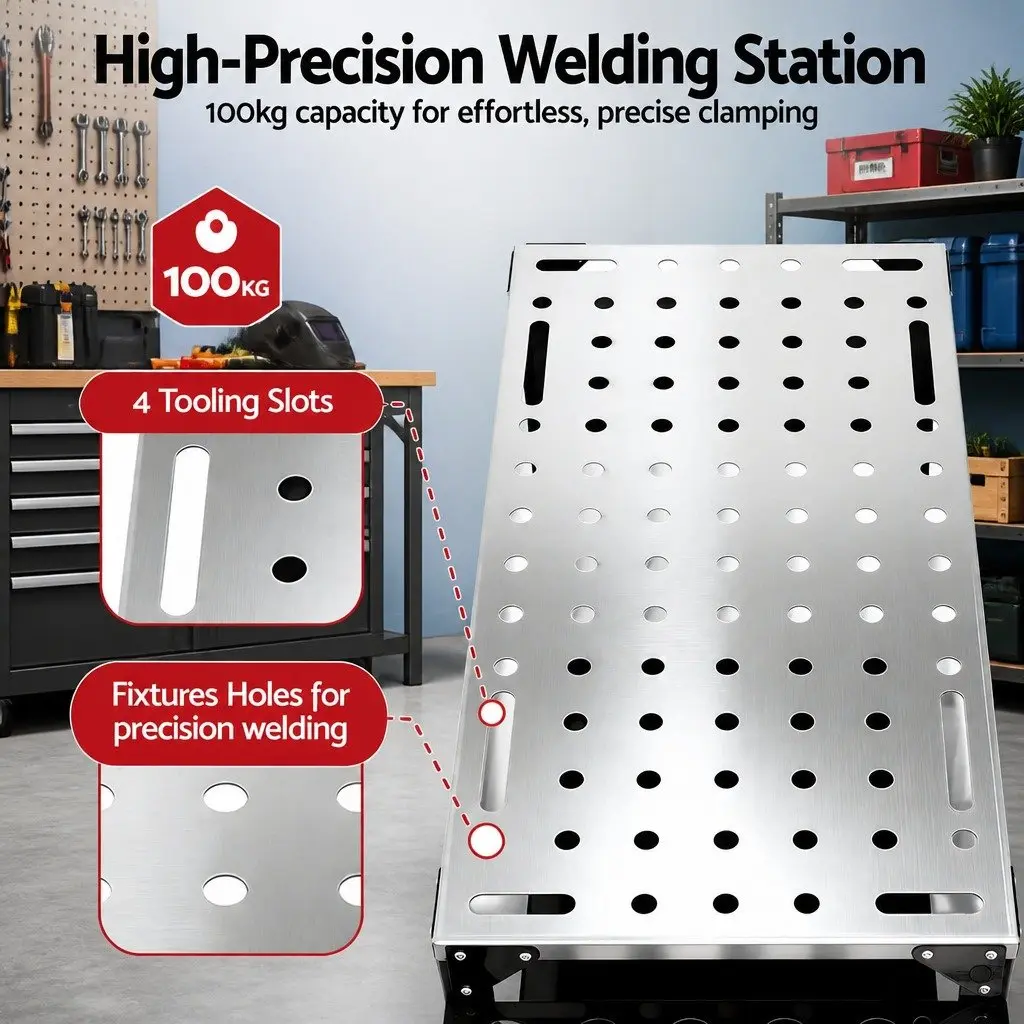 Welding Table Cart Mobile Workstation Heavy-Duty 130KG Capacity Black Q195 Carbon Steel