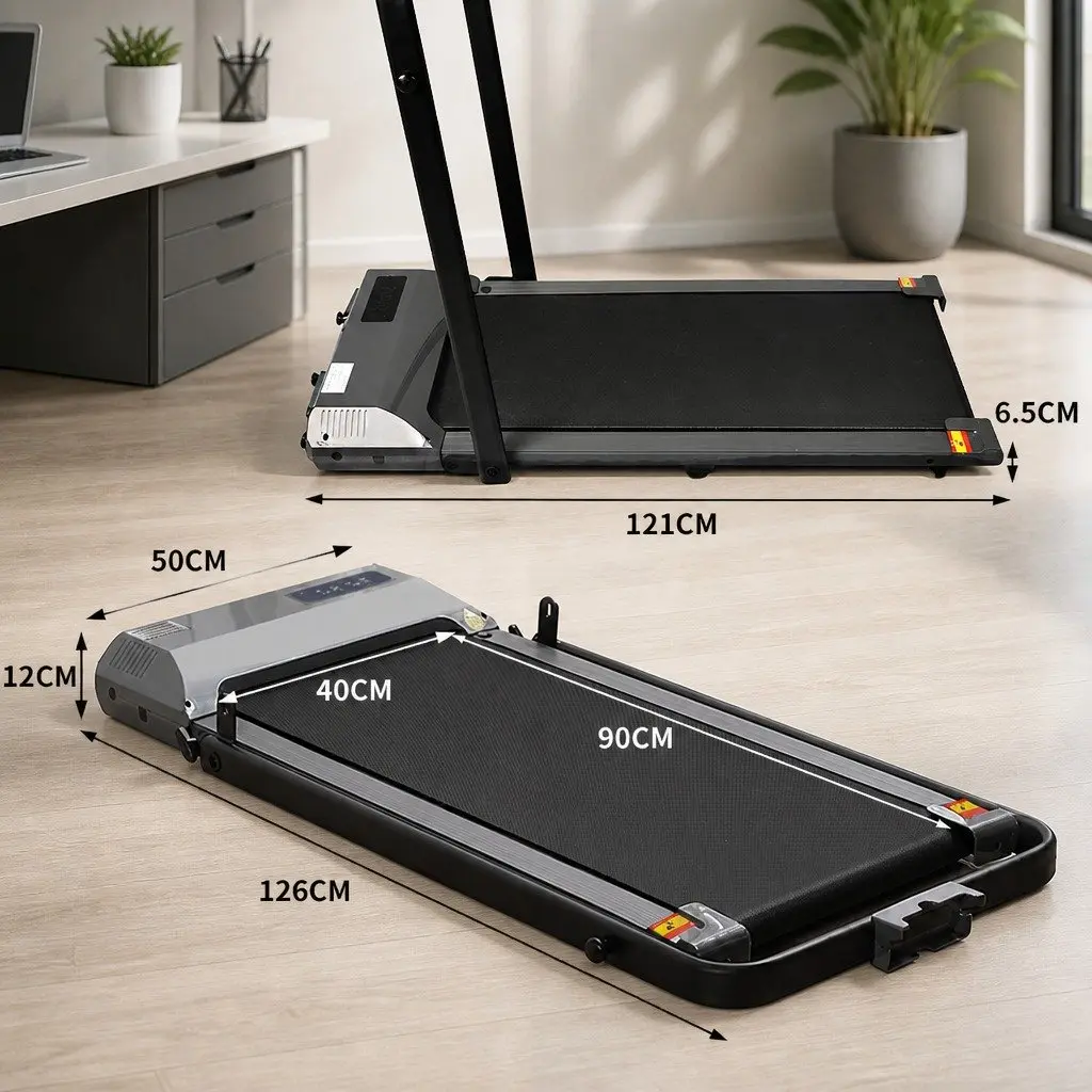 Under Desk Walking Treadmill Portable Foldable LED Display Grey