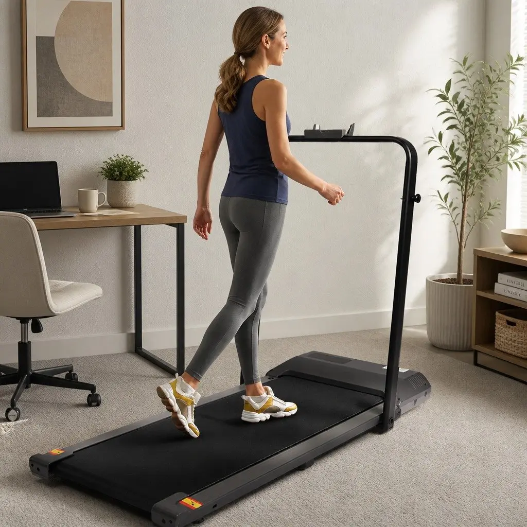 Under Desk Walking Treadmill Portable Foldable LED Display Grey