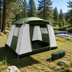 6 Person Camping Tent Dome Hiking Beach Shelter Family Outdoor Green White