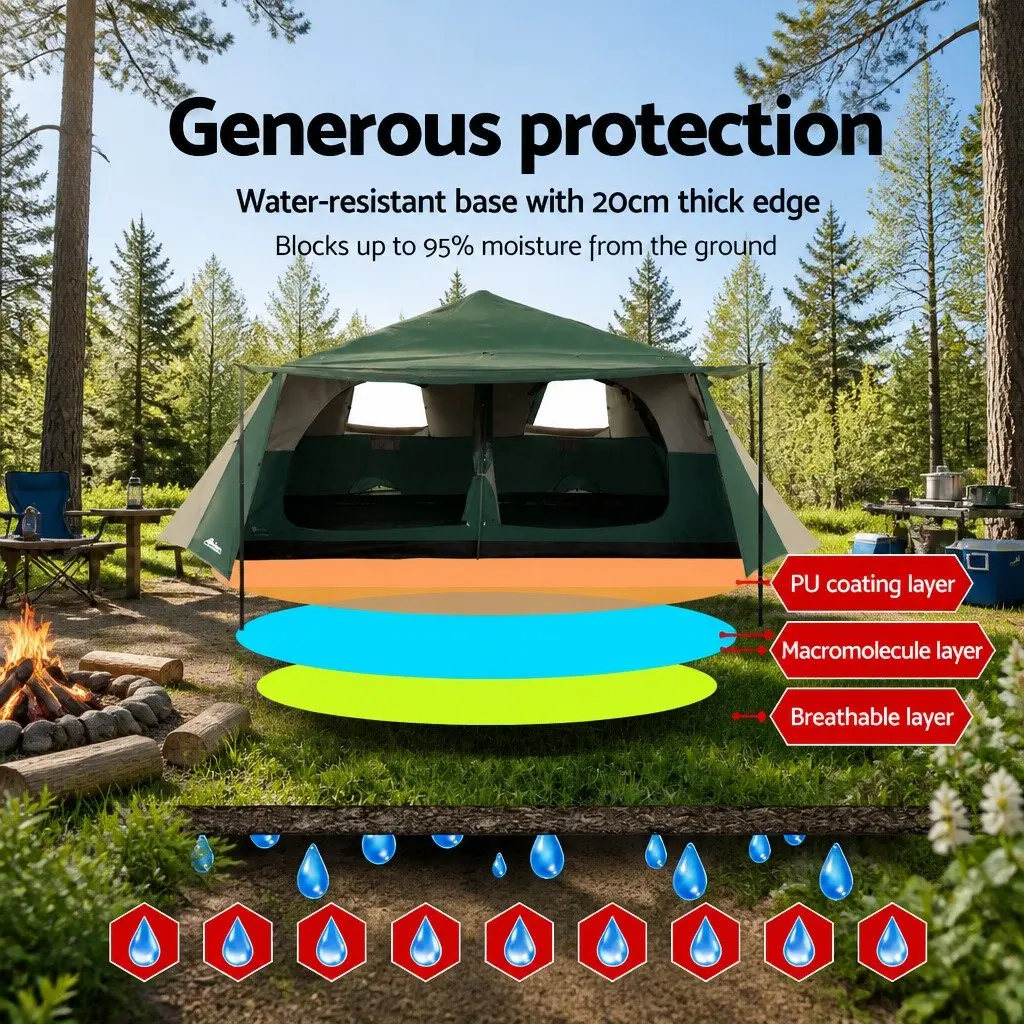 8 Person Dome Camping Tent Automatic Setup Family Outdoor Green