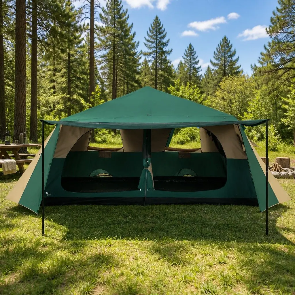 8 Person Dome Camping Tent Automatic Setup Family Outdoor Green