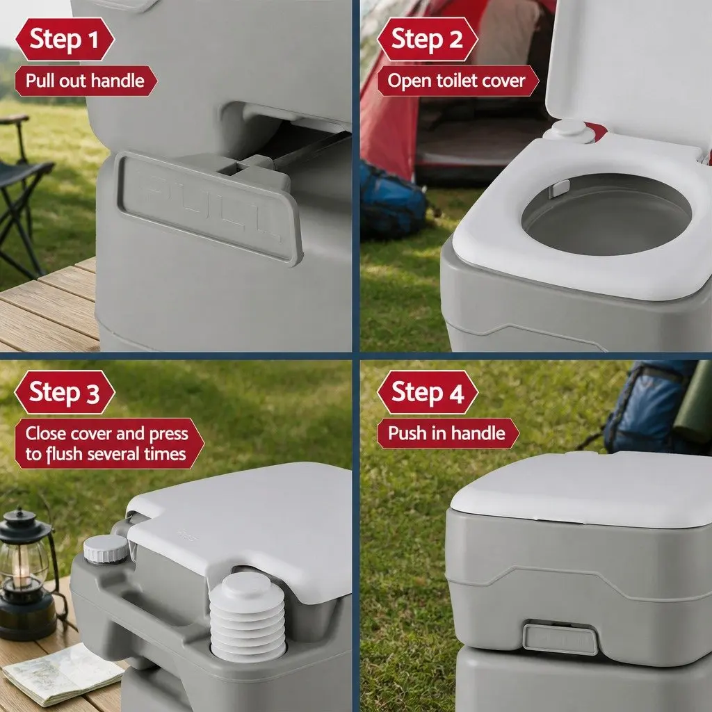 Portable Toilet Shower Tent 20L Capacity Grey and Green Outdoor Privacy Changing Room