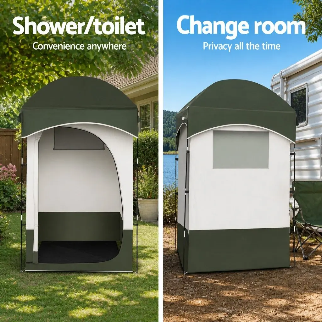 Portable Toilet Shower Tent Set Outdoor Privacy Ensuite 22L Waste Tank 14L Freshwater Tank Grey Green
