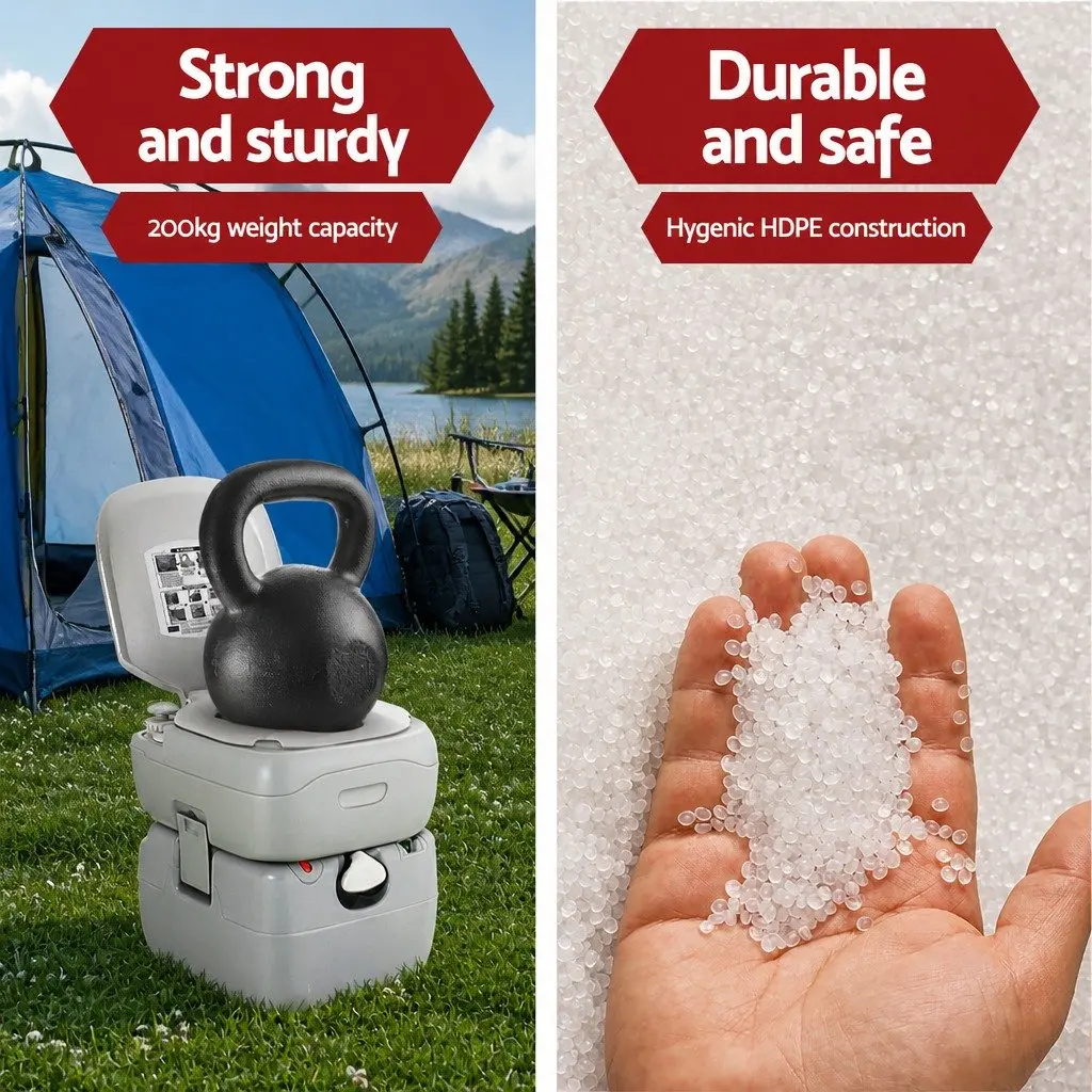 Portable Toilet Shower Tent Set Outdoor Privacy Ensuite 22L Waste Tank 14L Freshwater Tank Grey Green