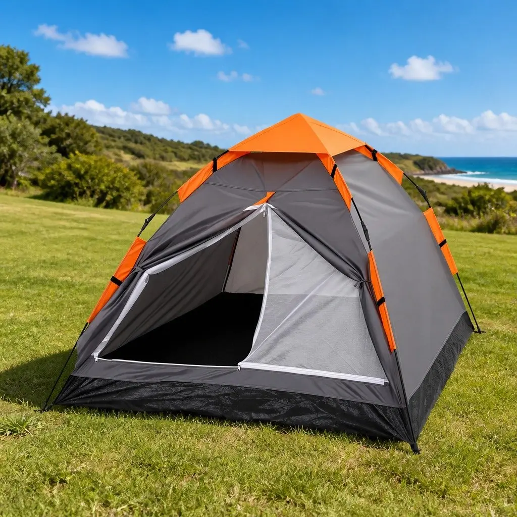 2 Person Instant Pop Up Camping Tent Automatic Waterproof Grey