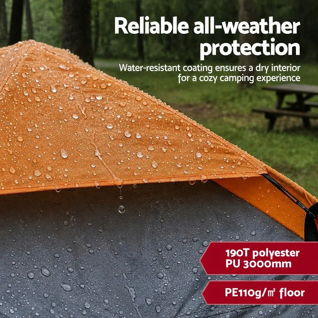 2 Person Instant Pop Up Camping Tent Automatic Waterproof Grey