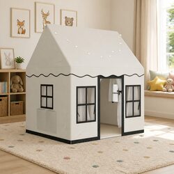 Kids Play Tent Playhouse Castle with String Lights Floor Mat and Side Pockets