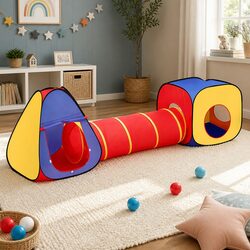 Kids 3-in-1 Play Tent Teepee Cube Playhouse Crawl Tunnel Indoor Outdoor