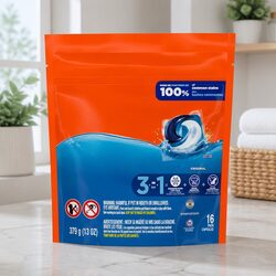 3 in 1 Original Laundry Pods 16 Pack Detergent Stain Remover Colour Protector