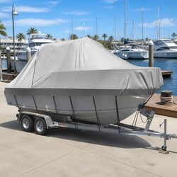Boat Cover 21-23ft Trailerable Jumbo Marine 600D Heavy Duty Grey Waterproof