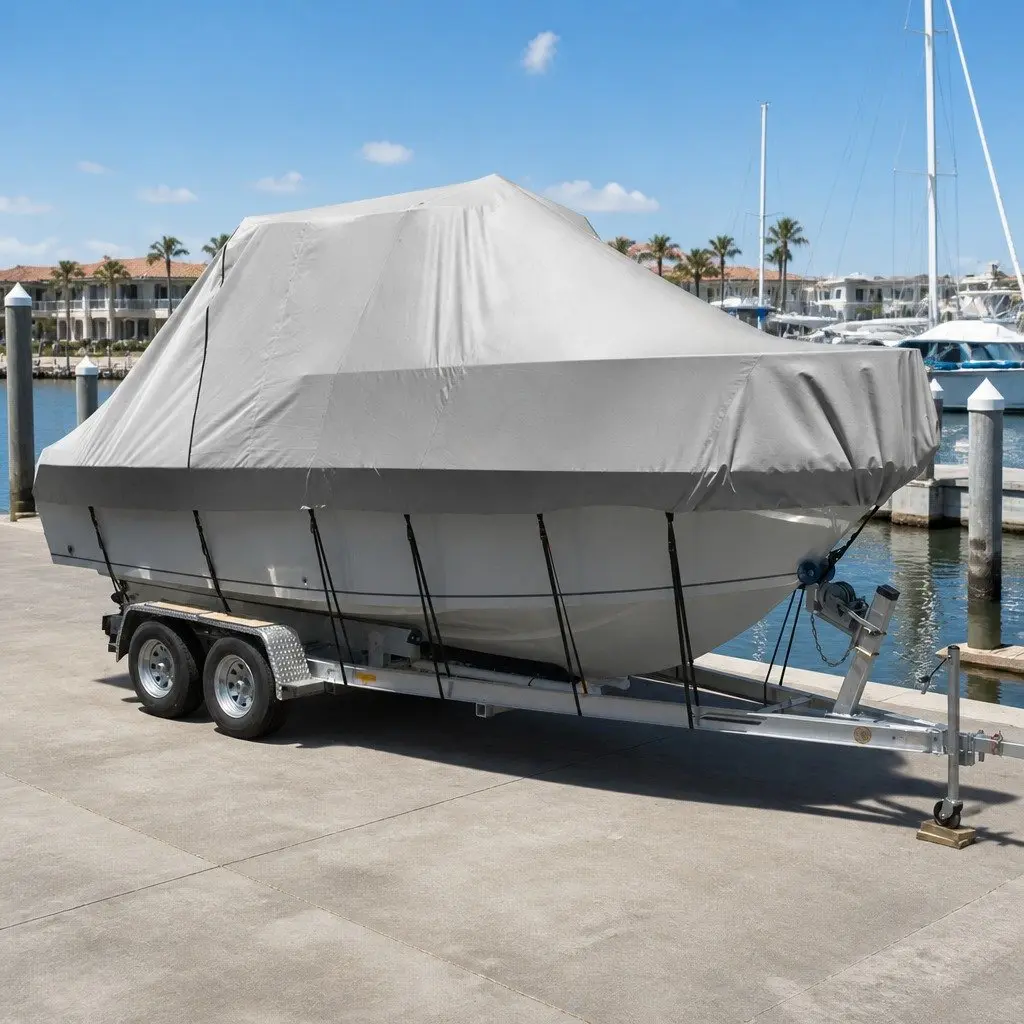 Boat Cover Heavy Duty 600D Waterproof Grey 23-25ft Trailerable