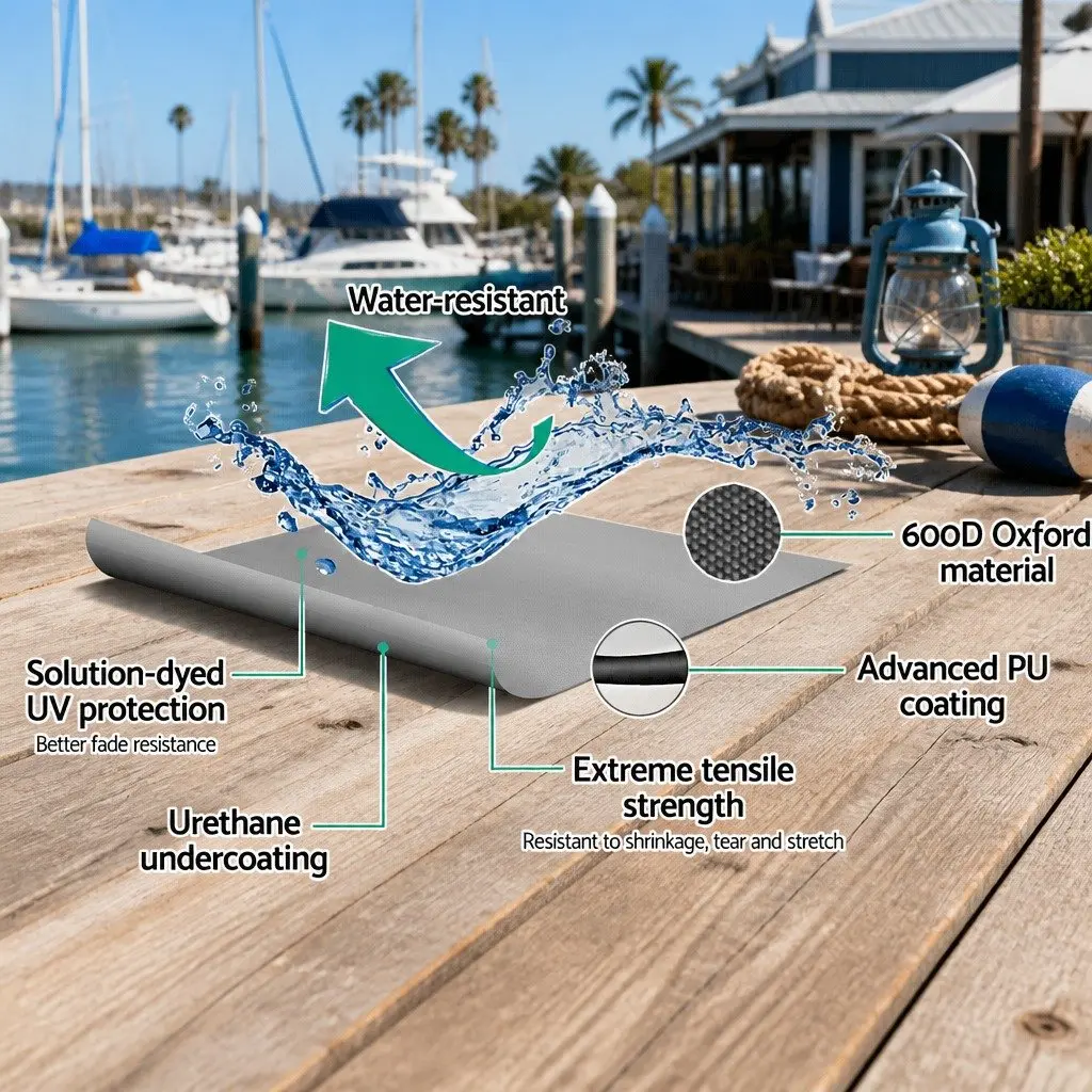 Boat Cover 25-27ft Heavy Duty 600D Polyester Grey Trailerable Marine