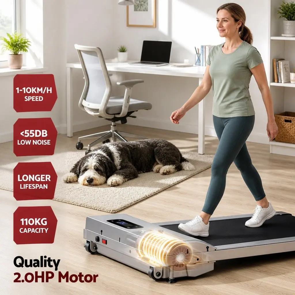 Walking Pad Treadmill 3 in 1 Manual Incline 12% Compact Silver