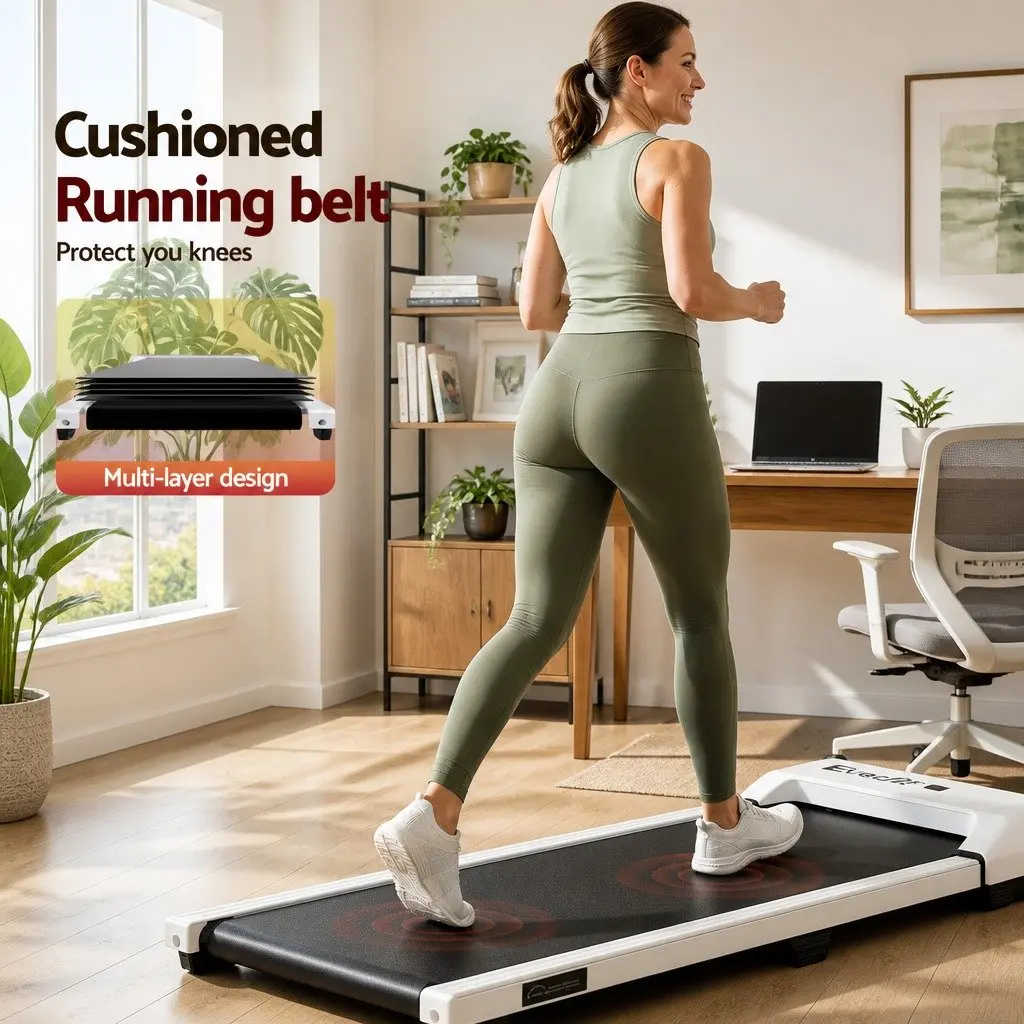 Walking Pad Treadmill 3-in-1 Under Desk Home Gym 12% Incline 38cm Belt White