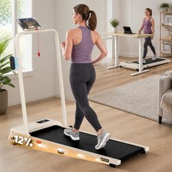 3-in-1 Foldable Walking Pad Treadmill 12% Incline Under Desk Home Gym 38cm Belt