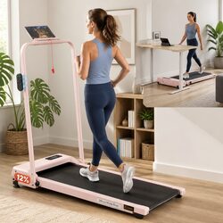 3 in 1 Walking Pad Treadmill 12% Incline Under Desk Home Gym Cardio Machine Pink