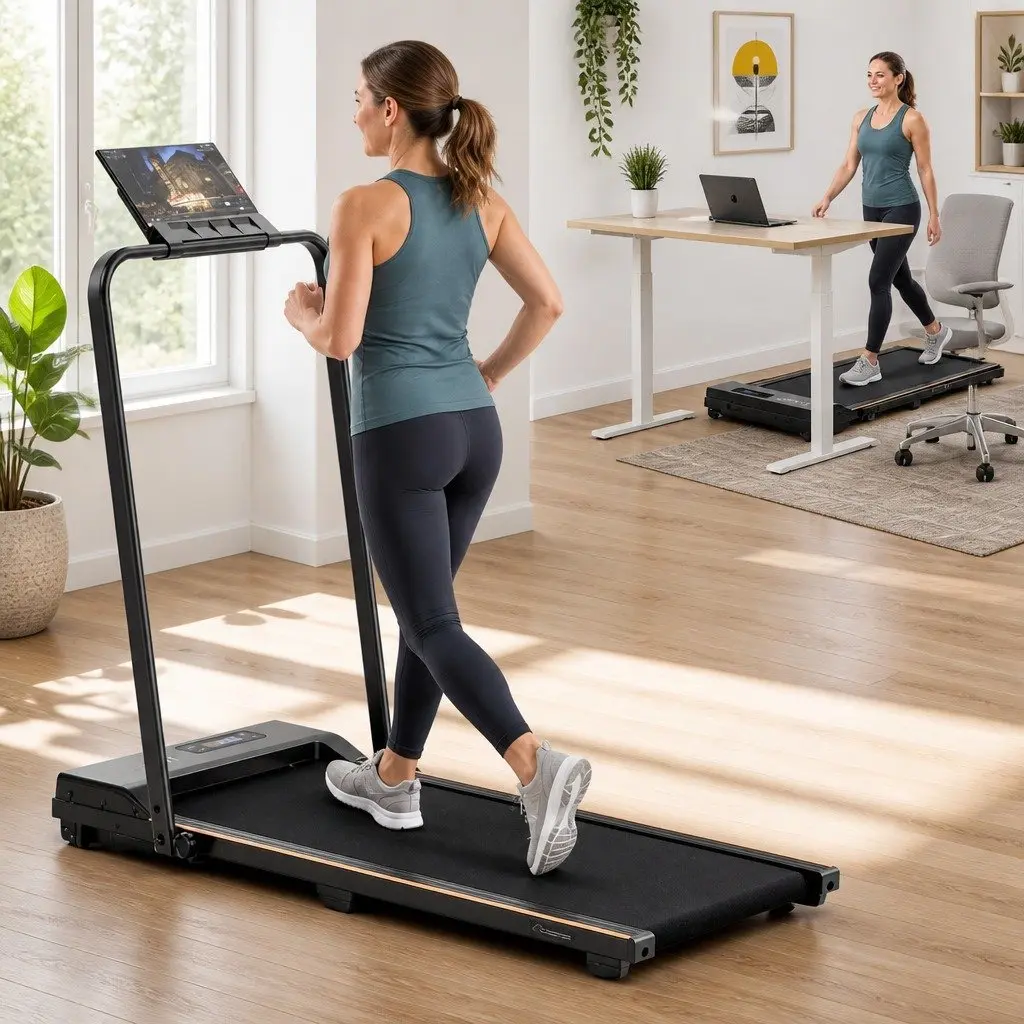 Walking Pad Treadmill 3-in-1 Functionality 12% Incline Compact Under Desk Home Gym Machine