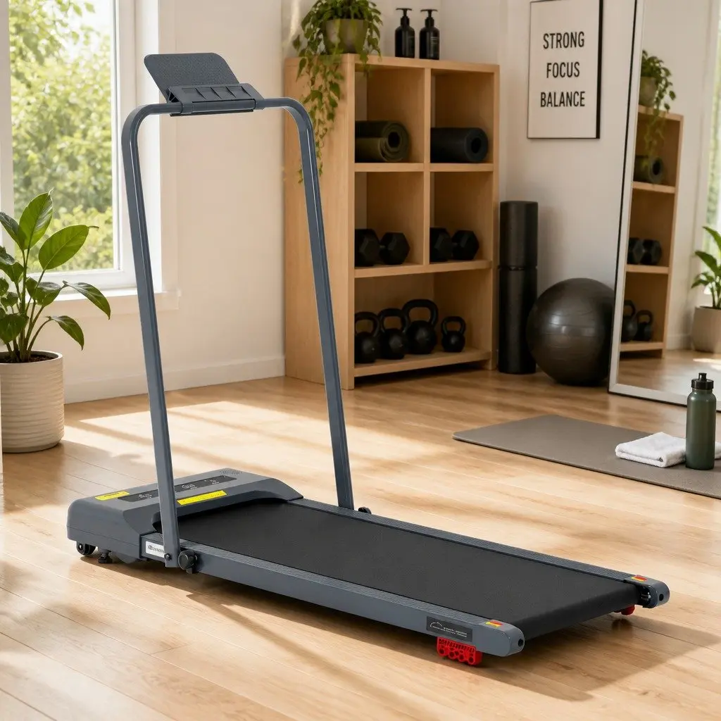 Electric Treadmill Compact Foldable Under Desk Incline 380mm Grey