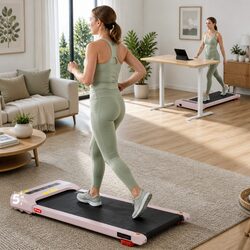 Electric Walking Pad Treadmill Home Office Gym Compact Incline Under Desk Pink