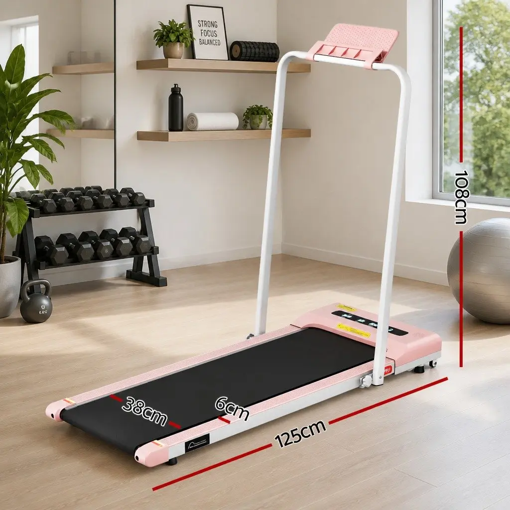Electric Walking Pad Treadmill Foldable Compact Home Fitness Machine 380mm Pink