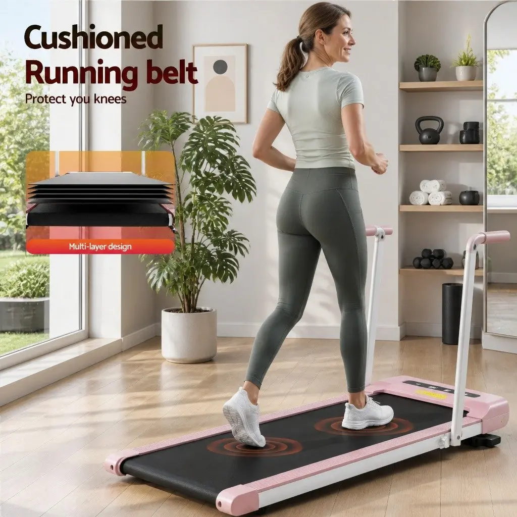 Electric Walking Pad Treadmill Foldable Compact Home Fitness Machine 380mm Pink