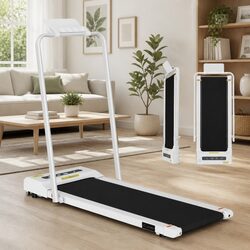 Electric Walking Pad Treadmill 380mm Foldable Home Gym Fitness Machine White