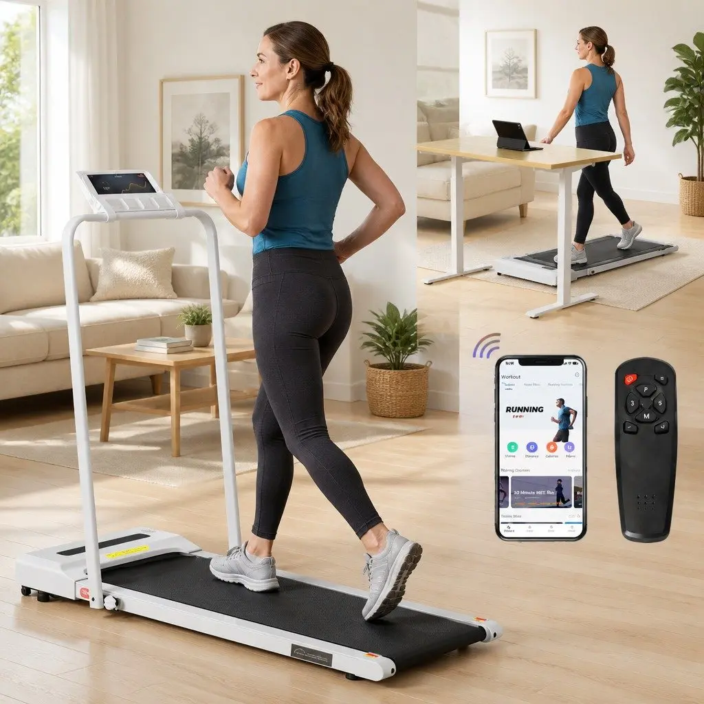 Electric Treadmill Foldable Compact Home Gym Fitness Machine 380mm White