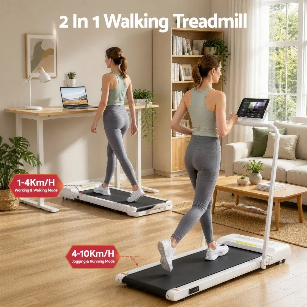 Electric Treadmill Foldable Compact Home Gym Fitness Machine 380mm White